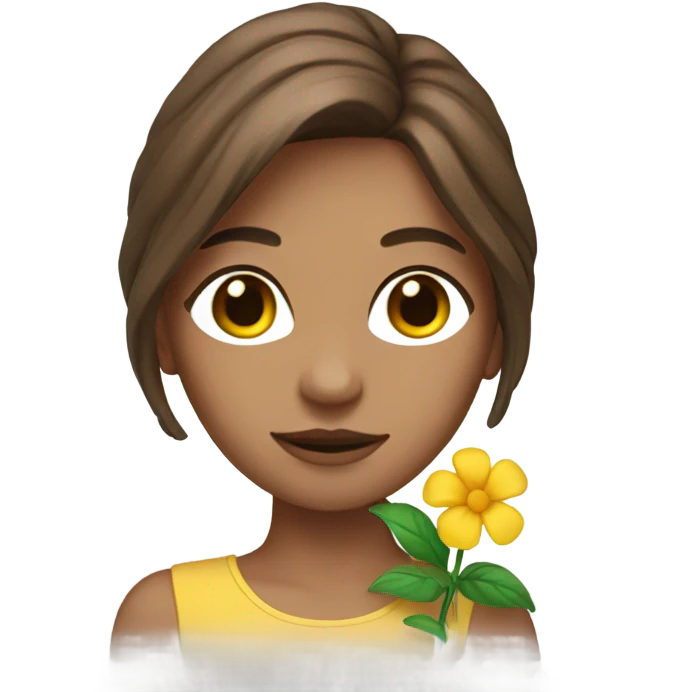 Brown hair model flower  emoji