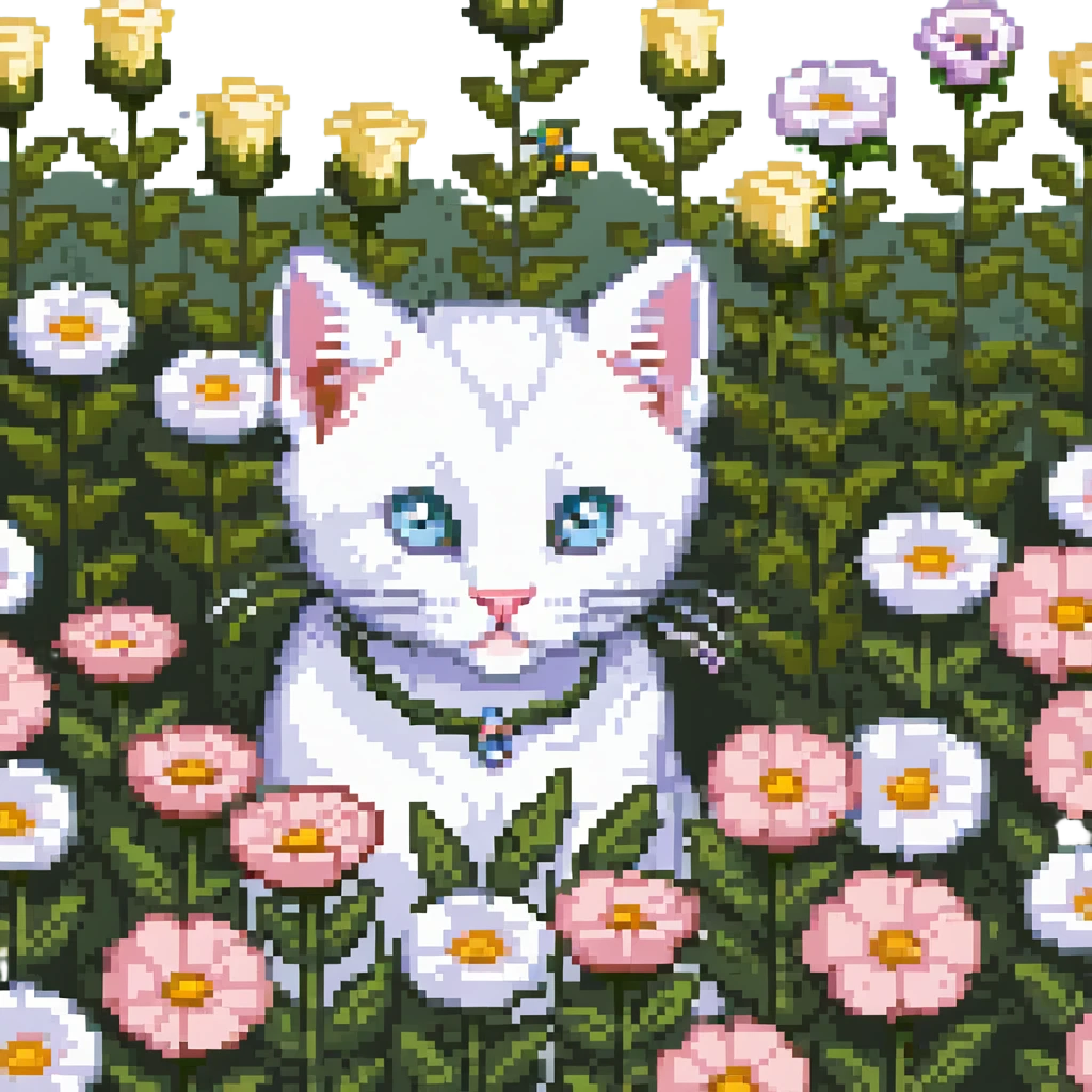 Kitten smells flowers emoji