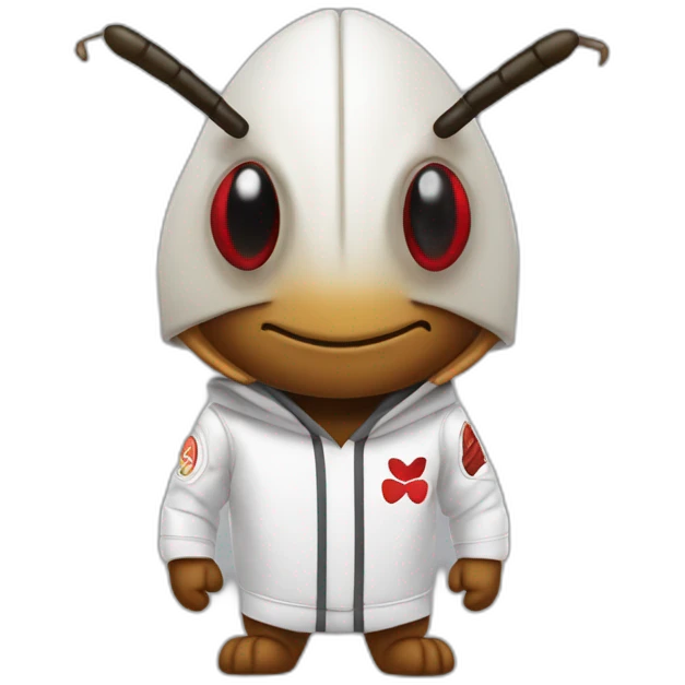 cockroach with jiu-jitsu outfit and red eyes looking forward emoji
