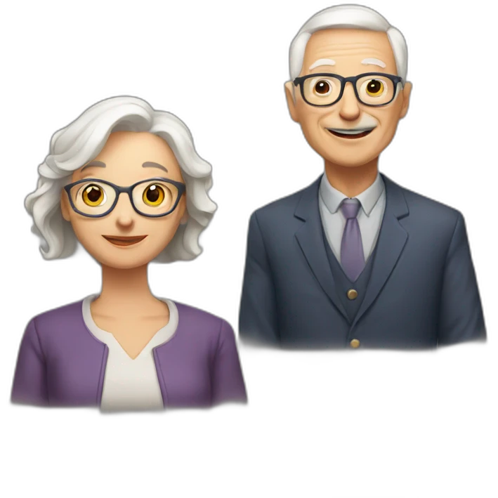 Old classmates together with older teacher emoji
