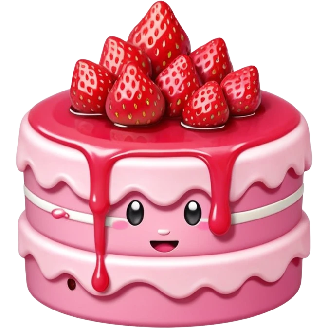  pink runny gooey strawberry jam kawaii cake emoji