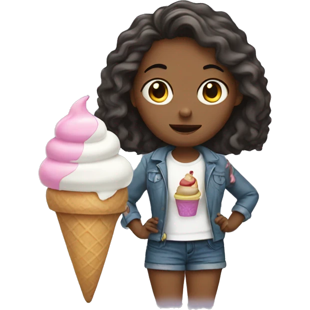 girl with ice cream emoji