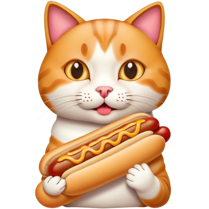 Cat eating hotdog  emoji