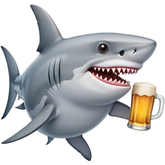 Tubarão com cerveja  emoji