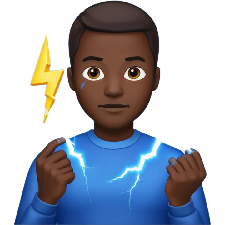 black man holding lighting emoji