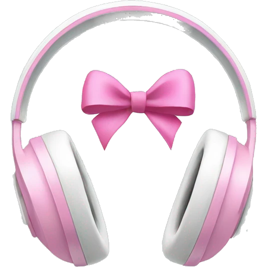 White headphones with two pink bows emoji