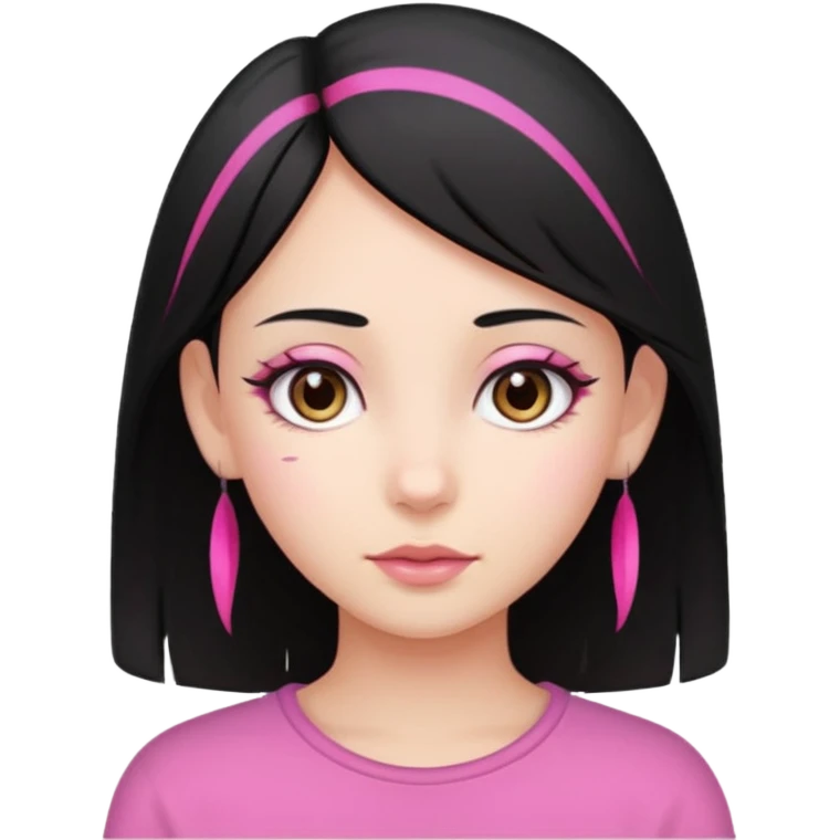 girl with black hair and pink streak by ear emoji