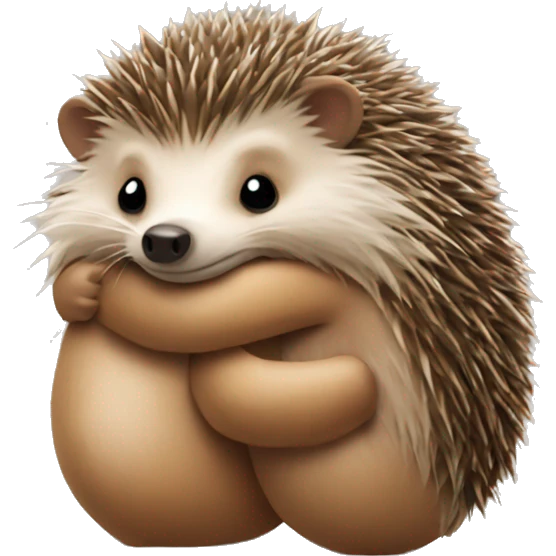 hedgehog hugging a teddy bear emoji