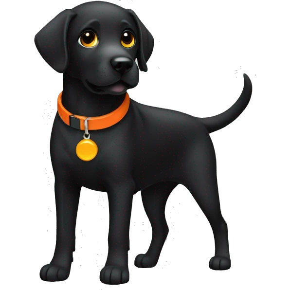 black Labrador retriever with orange collar emoji