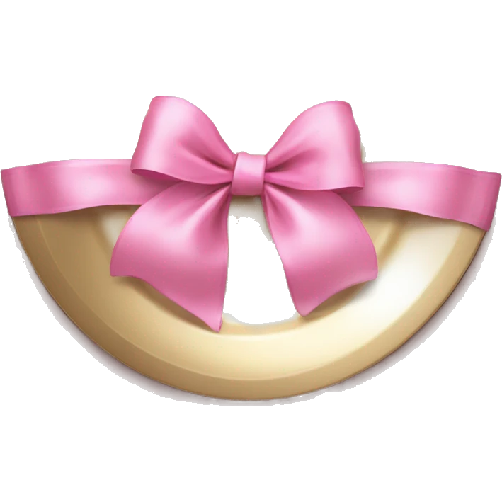 Realistic laying flat empty gold and pink charger plate with bow emoji