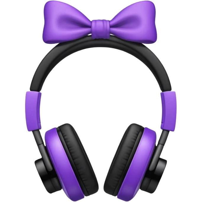 apple headphoness with bow on the right side black and purple  emoji
