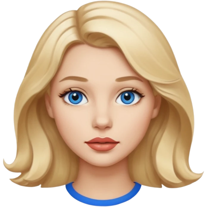 blondynka lekko krecone wlosy i niebieskie oczy obrysowane usta na jasny braz mloda emoji