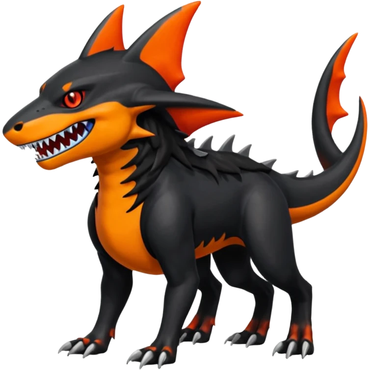 4-legged digitigrade land-shark-landhai-gremz-wickerbeast-vernid-sergal-sharpedo-houndoom-hybrid-fusion-creature, full body emoji