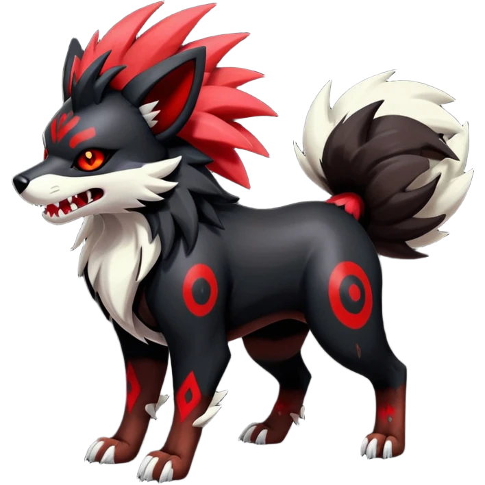 Shiny Gothic Exotic Punk’ish Cool Colorful Epic Futuristic Houndoom-Arcanine-Zorua-Torracat-Pokémon-Fakémon-hybrid-creature emoji