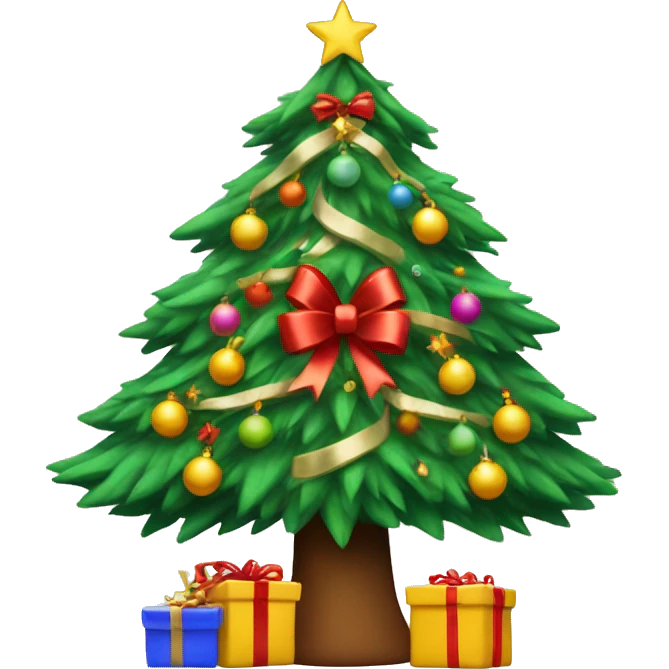 christmas tree with presents under it emoji