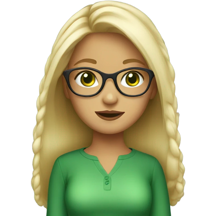 Blonde girl wearing glasses with green eyes emoji