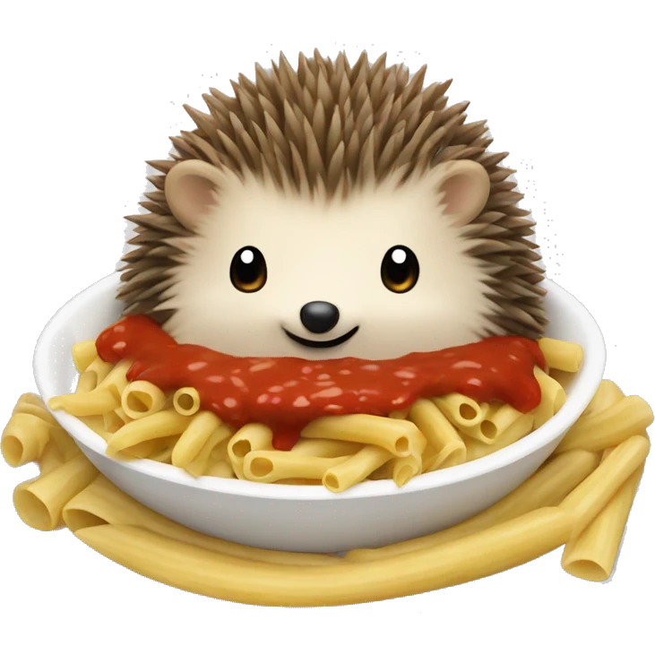 hedgehog eating pasta with red sauce emoji