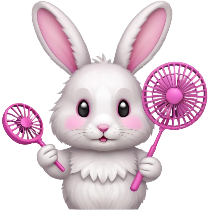 A rabbit hold a fan playfully emoji