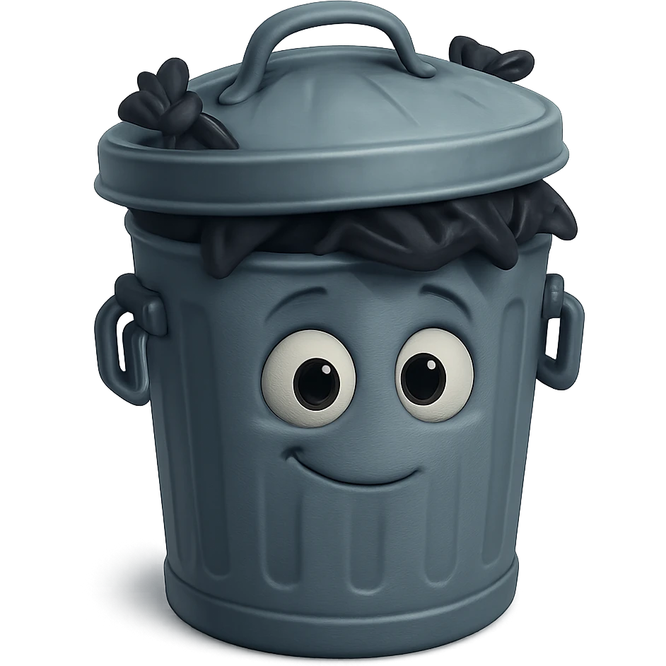 Draw a Pixar-style trash can. The trash can should be visible from the front and top. emoji