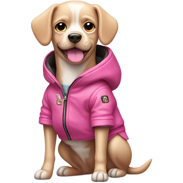 Pink dog with jacket emoji