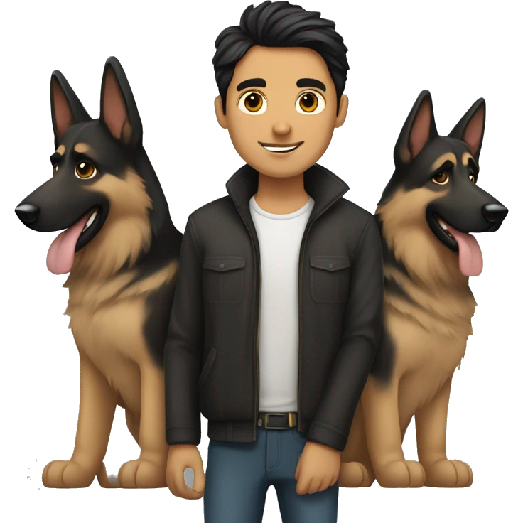 Dark hair man with German shepherd  emoji