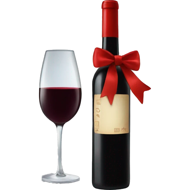 Bottle of red wine with red bow  emoji