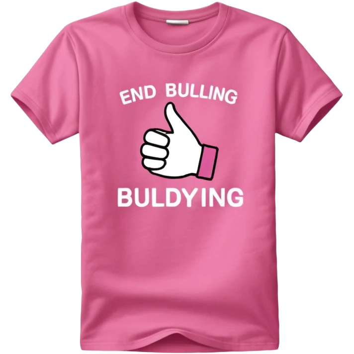 Hyperrealistic pink tshirt, with text end bullying", isolated still life. Colorful, 4k hd, no emoji icons, no emoji faces, no human figures  emoji