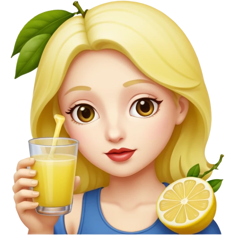 The Rosa roxburghii fruit is personified and then drinks lemon juice. emoji