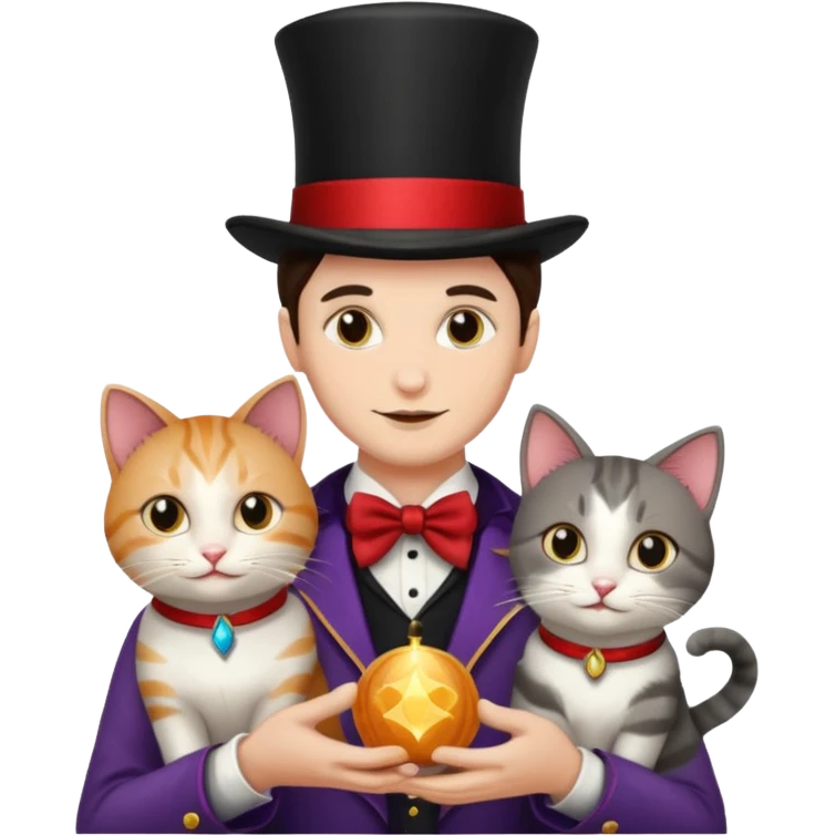 magician couple and their pet cat emoji