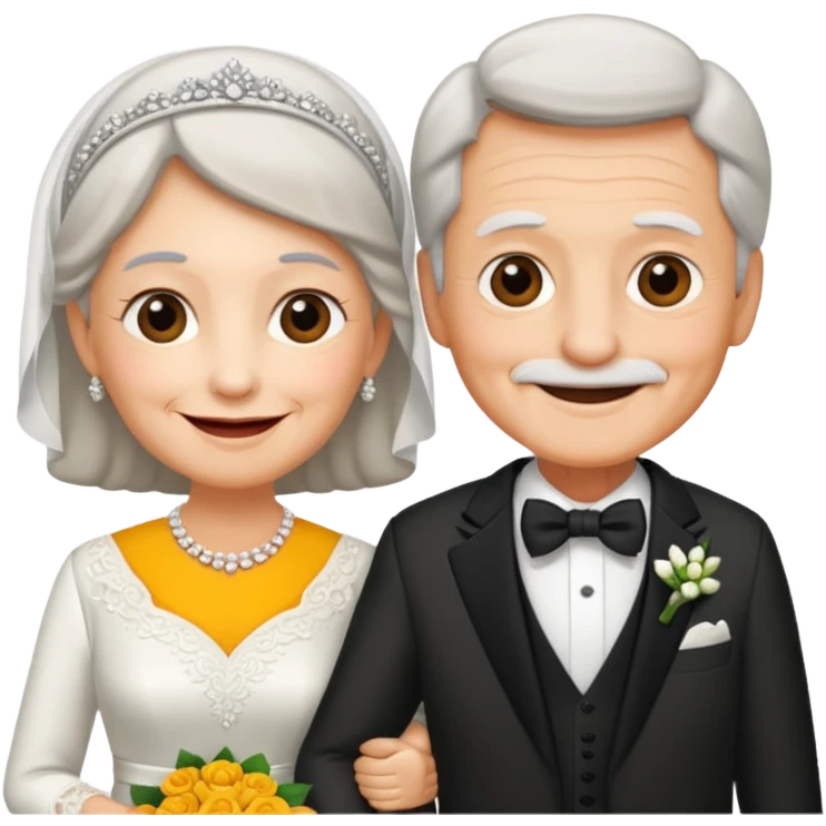 old couple in wedding setup emoji