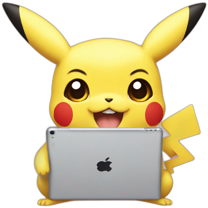 Cute pikachu with ipad emoji