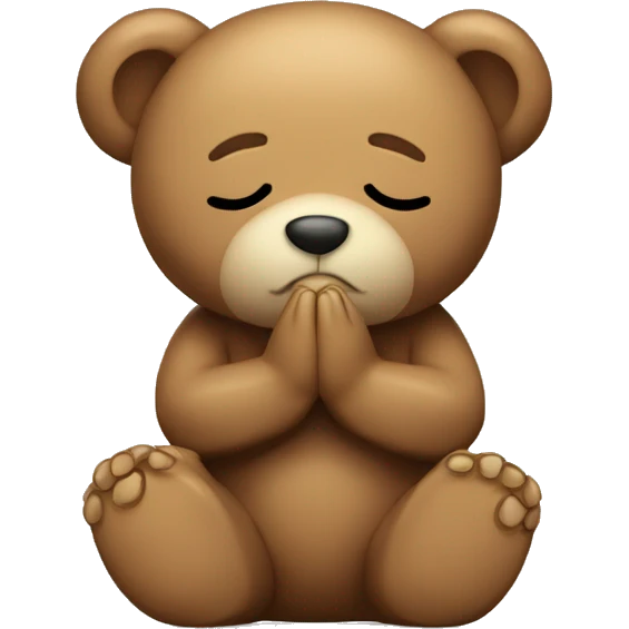 Teddy bear praying with closed eyes emoji