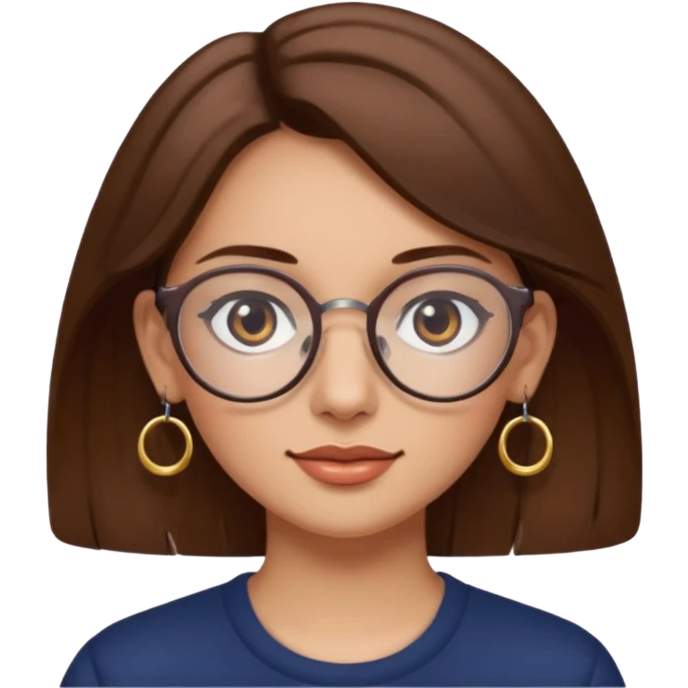Women brown eye and brown hair with glasses and circle earing emoji