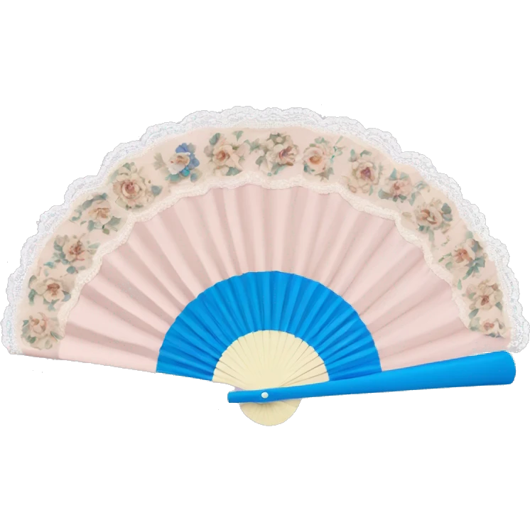 Rococo hand fan pale pink and blue and beige with lace emoji