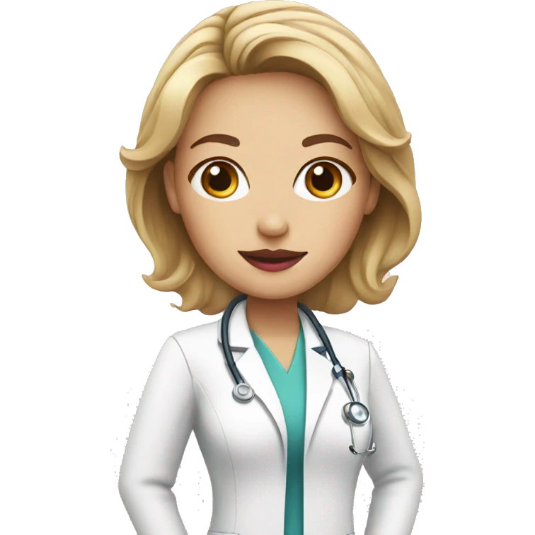 white female doctor with pink lips emoji