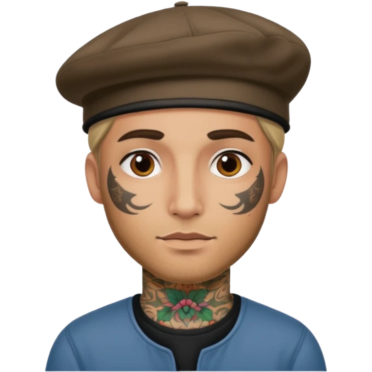 man with tattooed faces wearing berets emoji