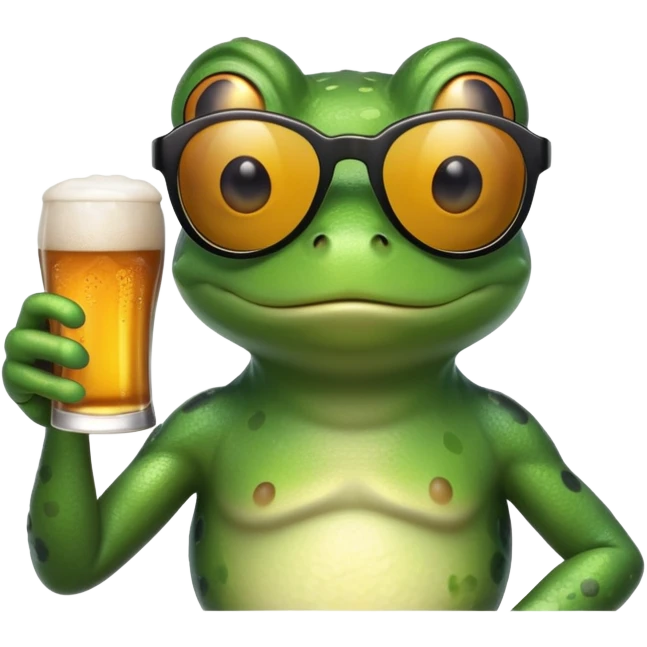Frog with sunglasses and beer emoji