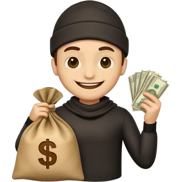 Robber emoji holding a bag of money emoji
