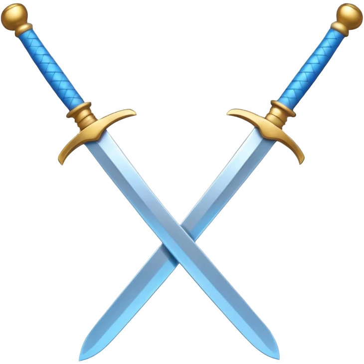 dual swords with blue handles, emoji style, similar to the closed coffee cup emoji style emoji