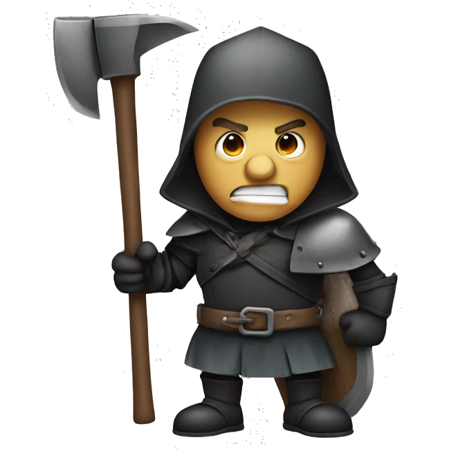 executioner with an axe on his shoulder in cartoon style without background emoji
