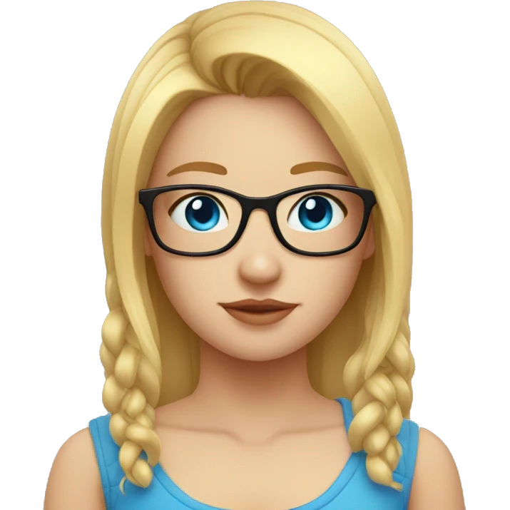 blonde girl, blue eyes, 4k, hd, red glasses, ponytial, head only emoji