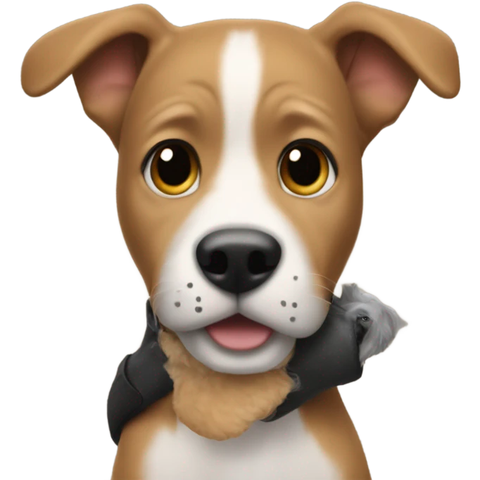 little mosey with dog in his hand emoji
