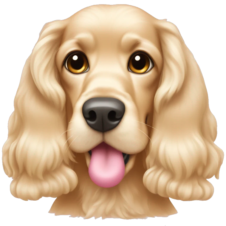 Blond cocker spaniel wearing two light pink sleighbell emoji