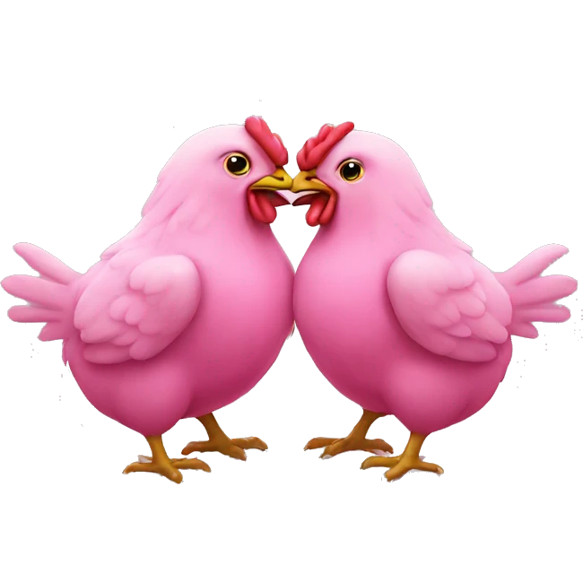 Pink chickens kissing  emoji