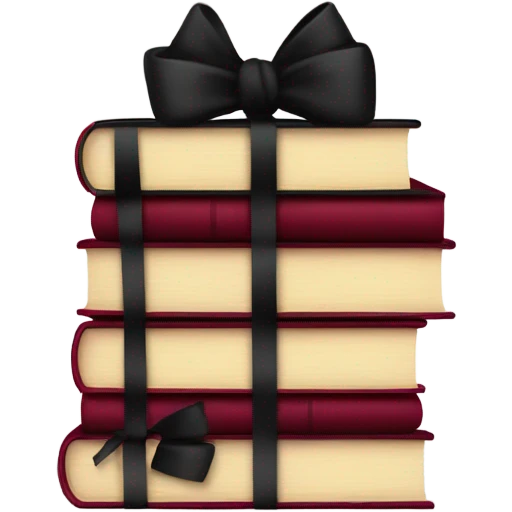 dark red Books stacked up and tied together by a black bow emoji