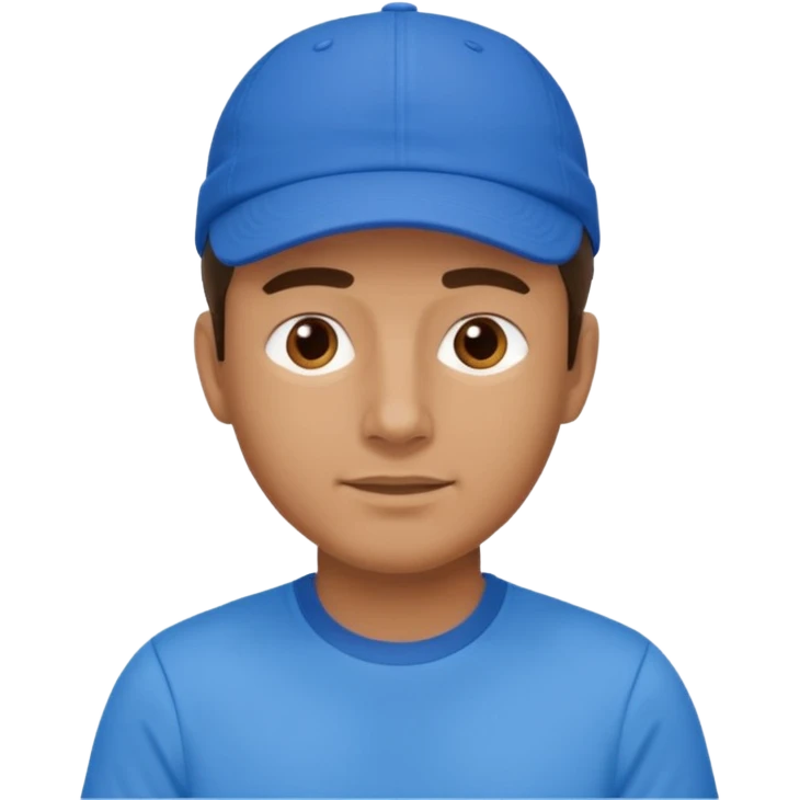 blue tennis hat and blue tshirt man emoji