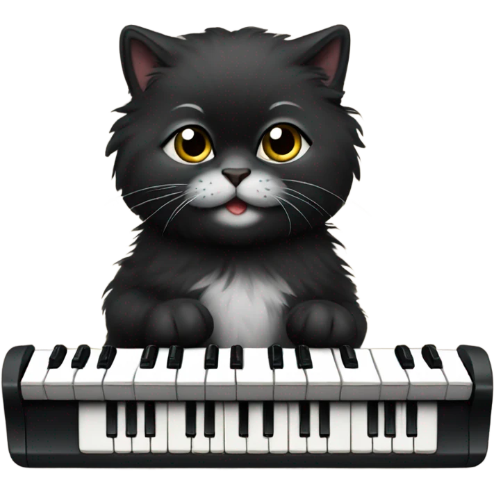 Little 3 year old black Persian playing a keyboard  emoji