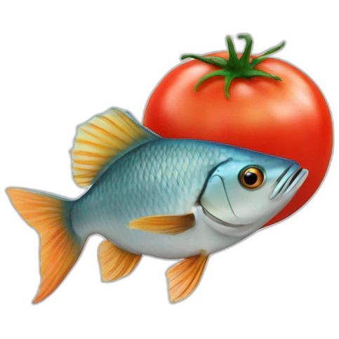 a fish with a tomato emoji