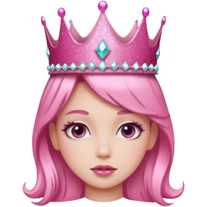 pink girl glitter crown emoji