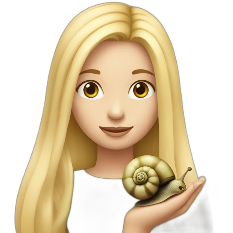 Girl blonde long hair holding snail emoji